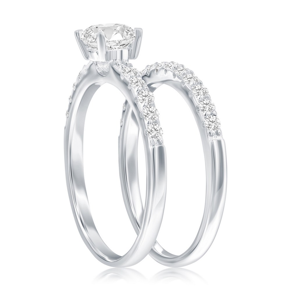 Sterling Silver, 6mm Round Solitaire CZ 2-PC Engagement Ring