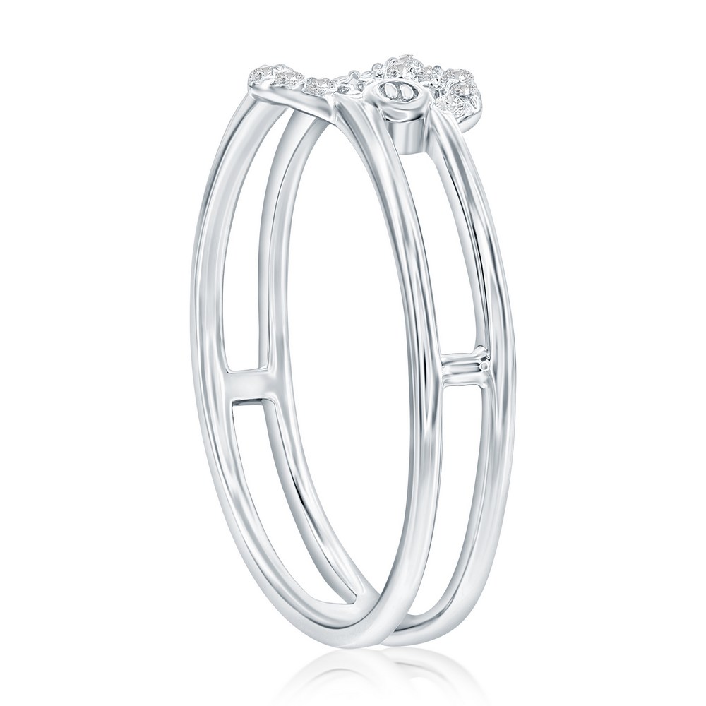 Sterling Silver, Open CZ Heart Ring