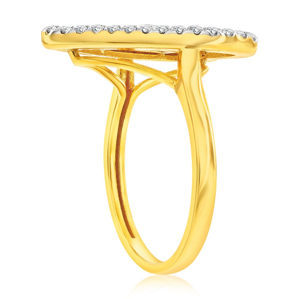 Sterling Silver, D-C Heart CZ Ring - Gold Plated