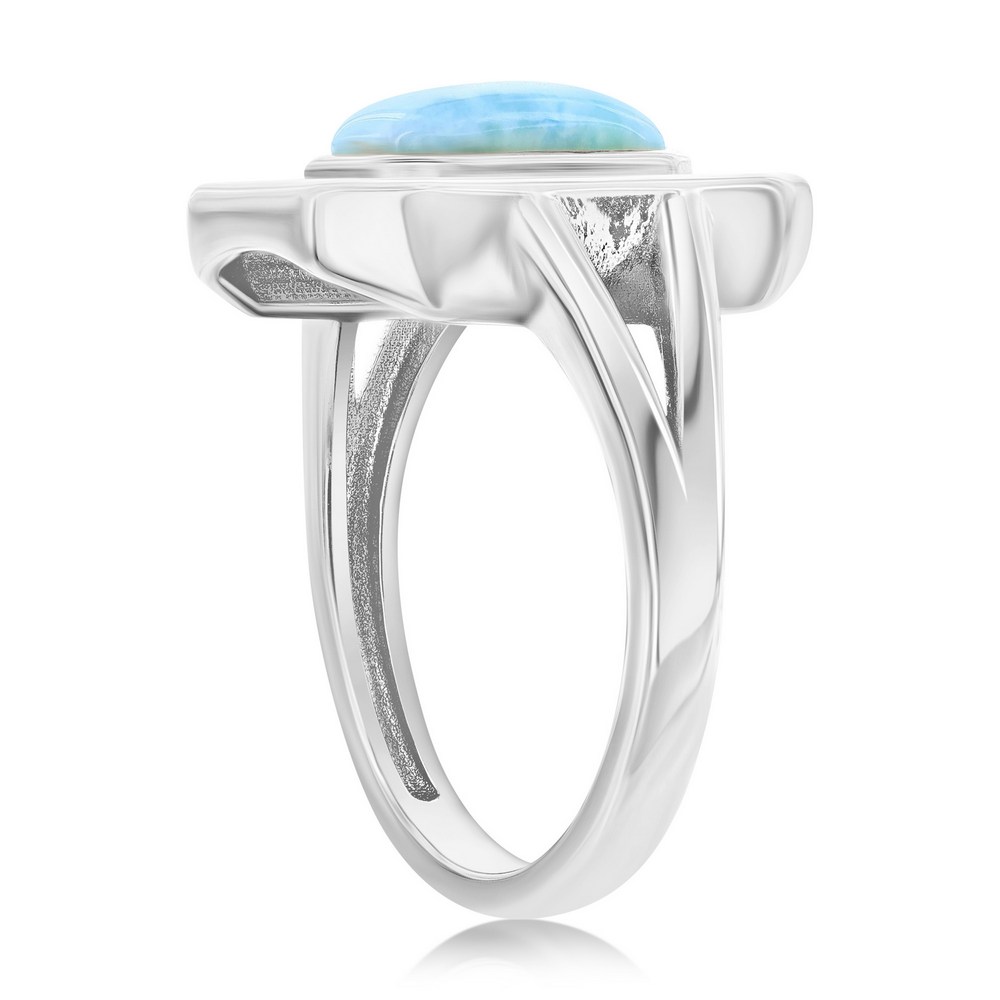 Sterling Silver, Larimar & MOP Rectangle Ring