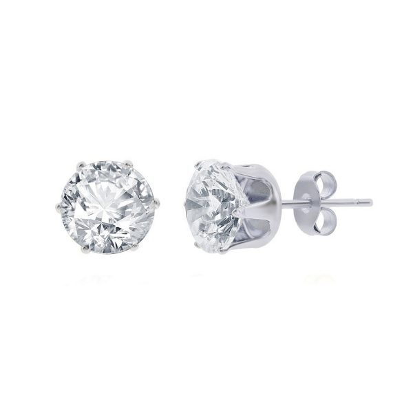 Sterling Silver 8mm Round CZ Stud Earring