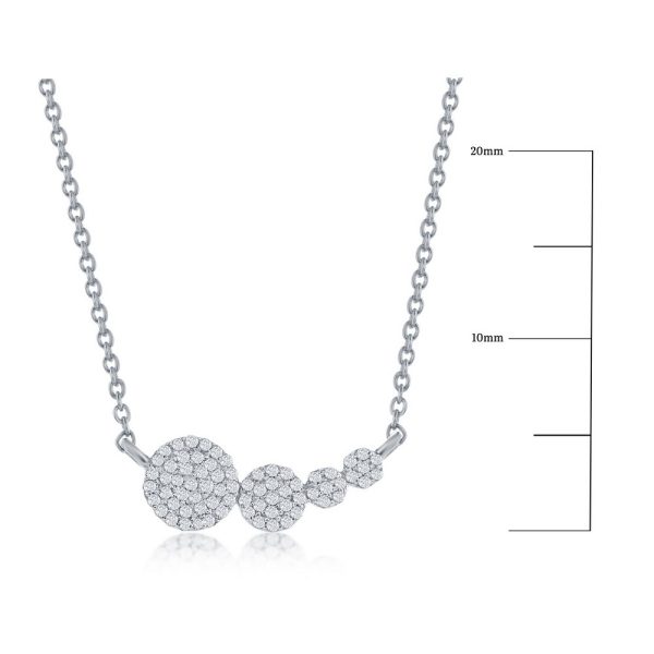Sterling Silver, Graduating Rounds Diamond Necklace - (71 Stones)