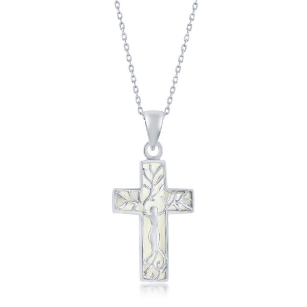 Sterling Silver Cross Pendant - White MOP
