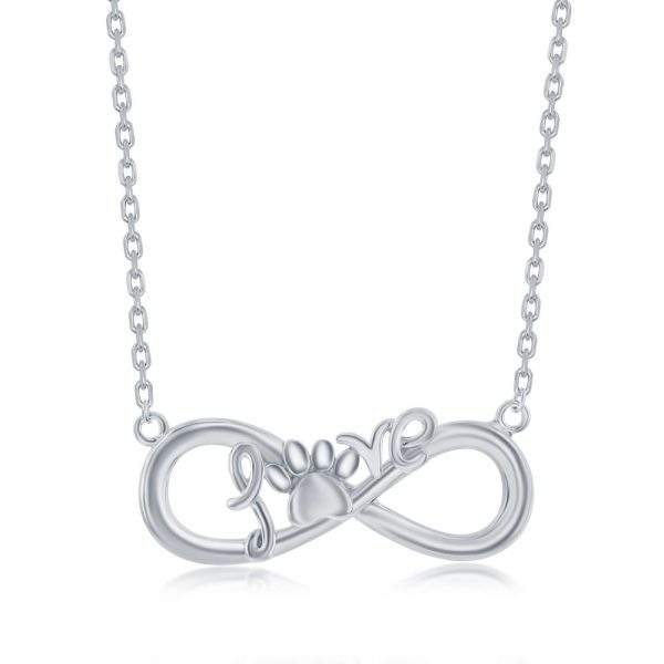 Sterling Silver Infinity 'Love' Paw Print Neckace
