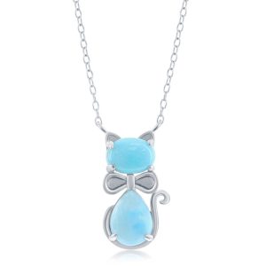 Sterling Silver Larimar Cat Necklace
