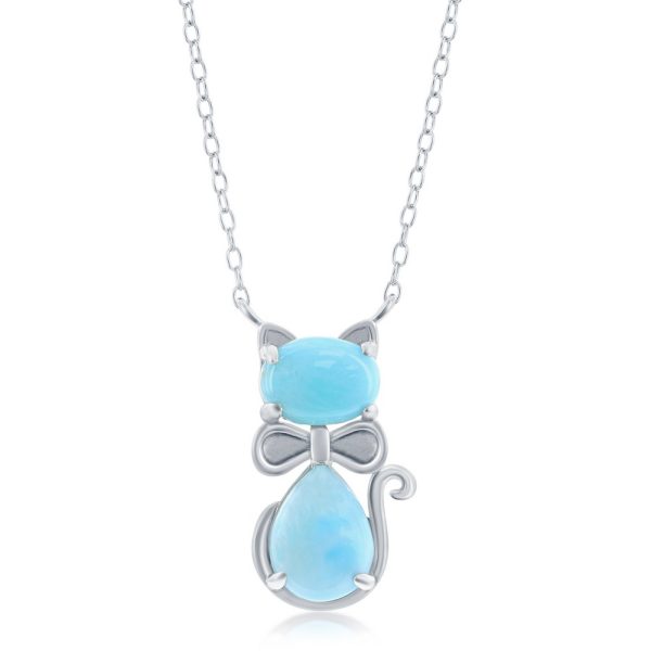 Sterling Silver Larimar Cat Necklace
