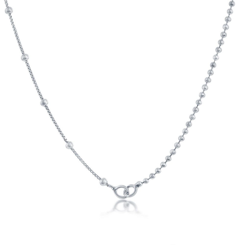 Sterling Silver Half Beaded & Box w/ Beads by the Yard Chain
