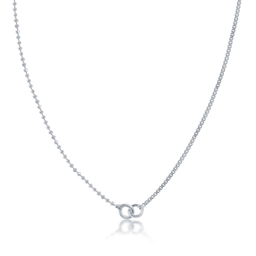 Sterling Silver Half Beaded & Half Box Chain