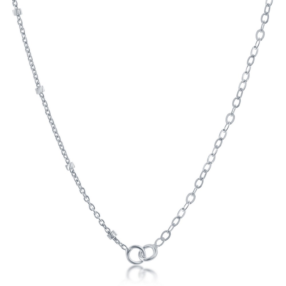 Sterling Silver Half Cable & Beads by the Yard Chain