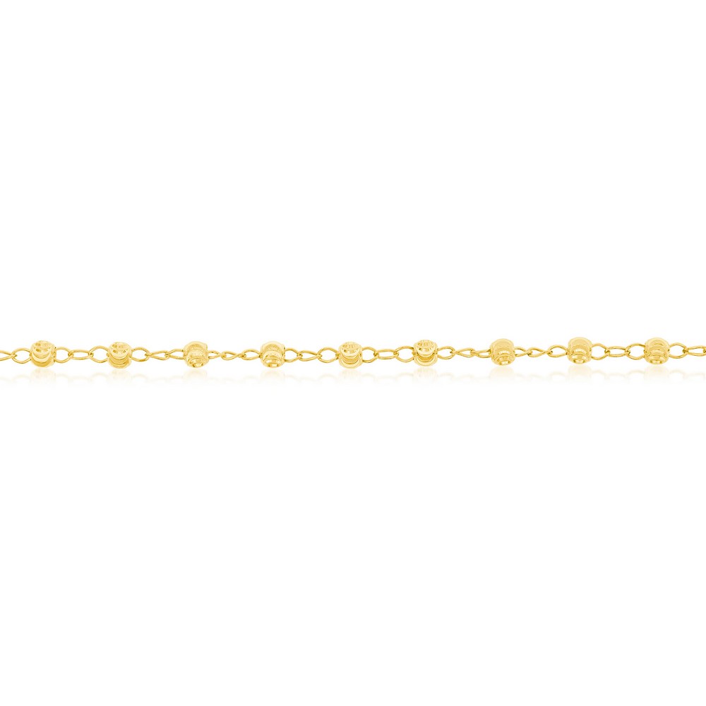 Sterling Silver Diamond-Cut Beads Anklet - Gold Plated