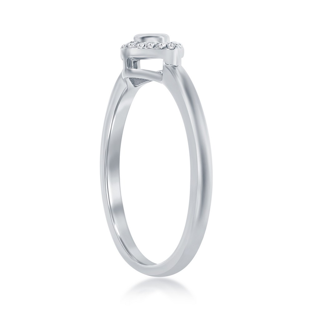 Sterling Silver White & Sapphire CZ Evil Eye Ring