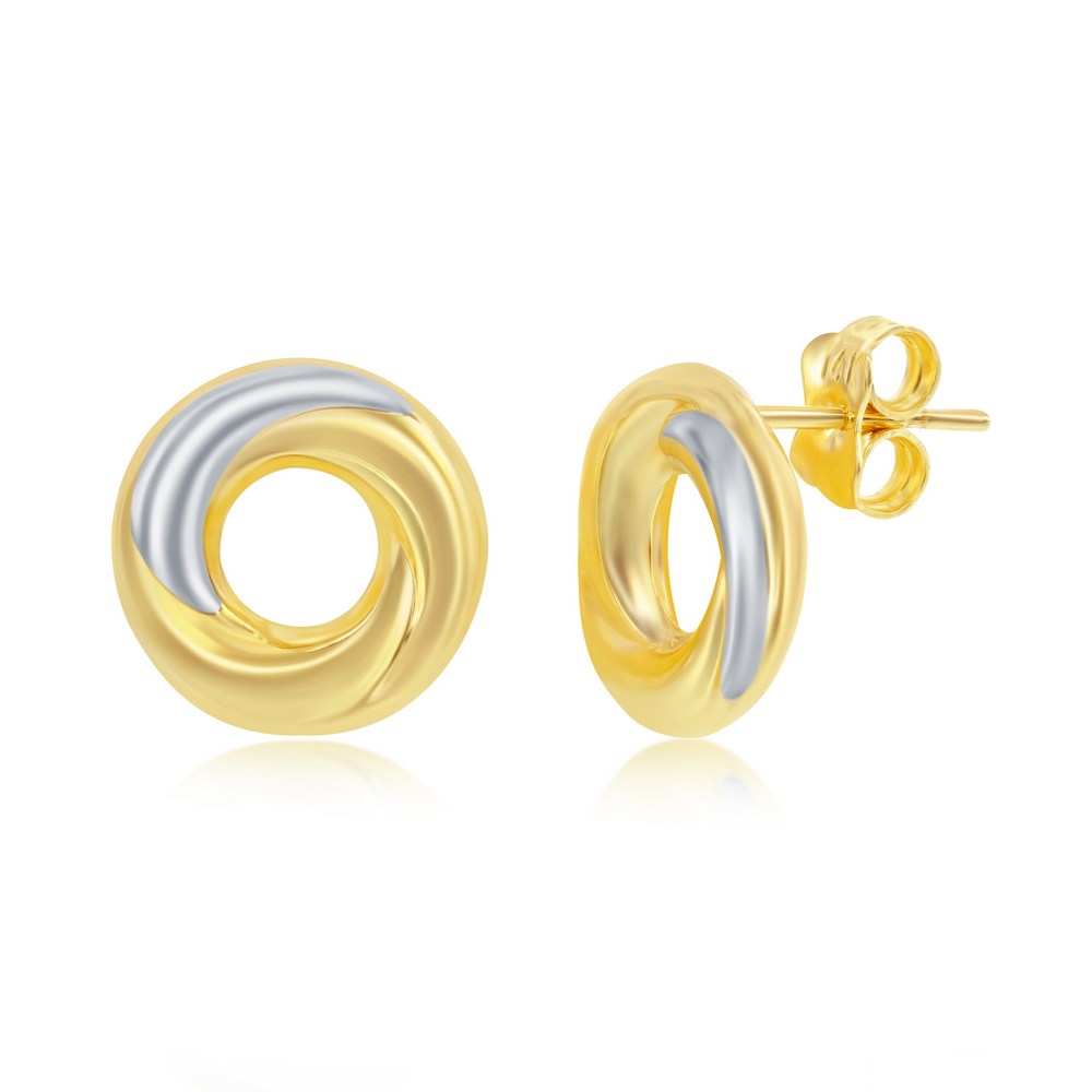 14K Yellow & White Gold, Twisted 12mm Studs