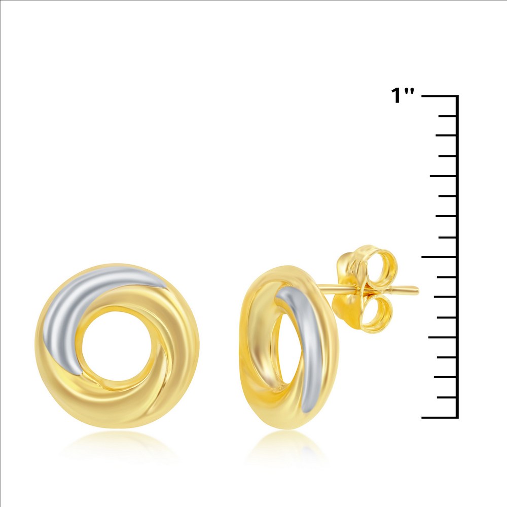 14K Yellow & White Gold, Twisted 12mm Studs