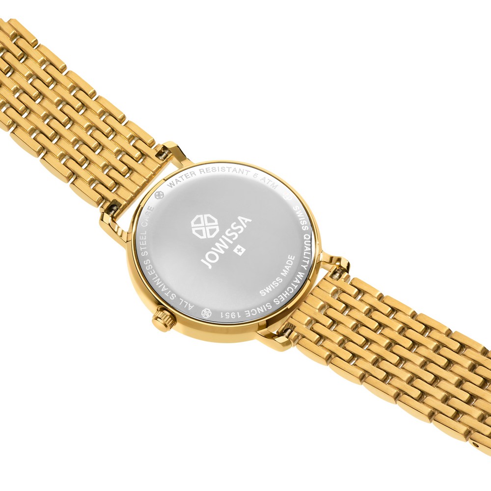 ROMA, Roman Numberals Gold Plated Swiss Quartz Watch, 15mm Band - White Dial | MSRP: $289.90