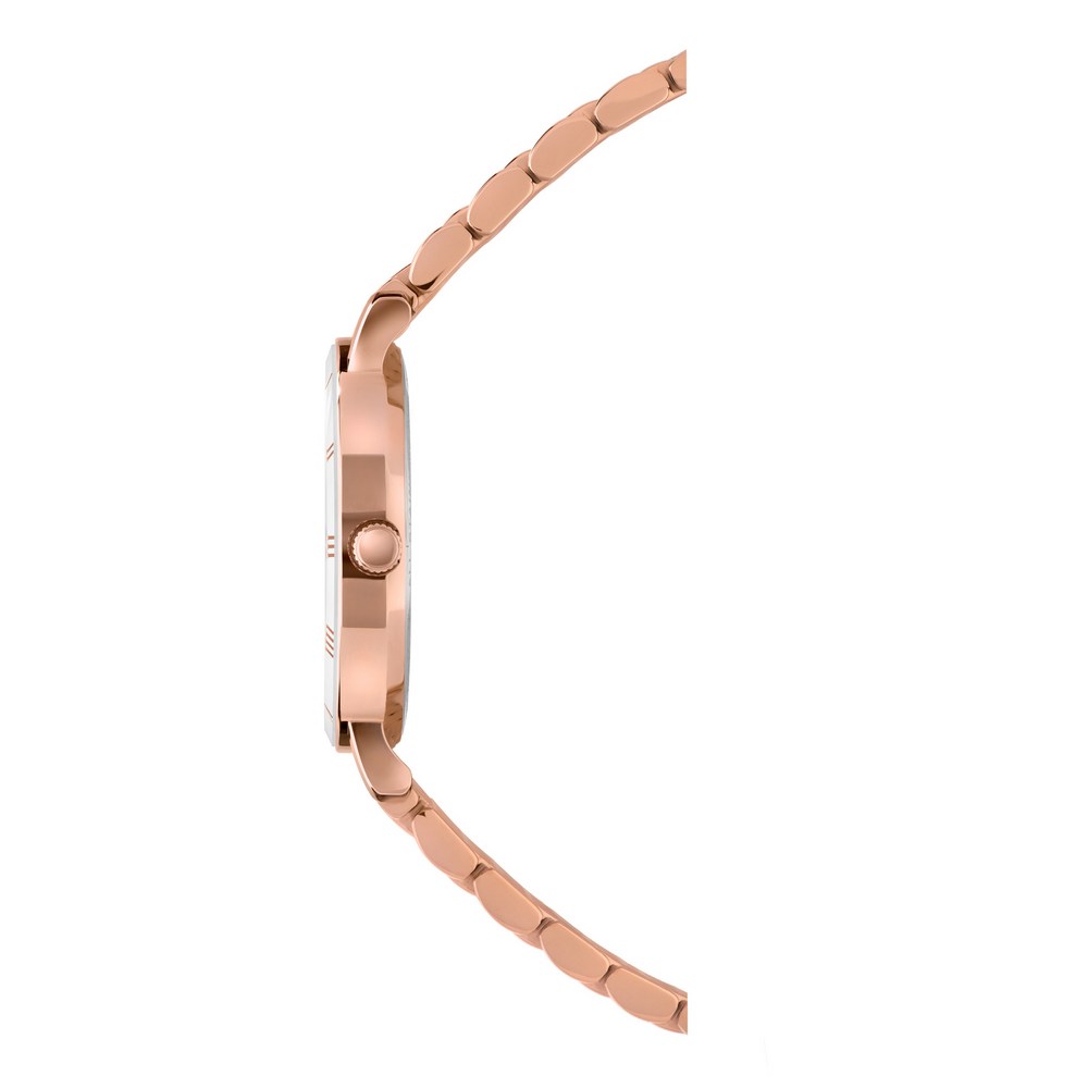 ROMA, Roman Numerals Rose Gold Plated Swiss Quartz Watch, 15mm Band - White Dial | MSRP: $289.90