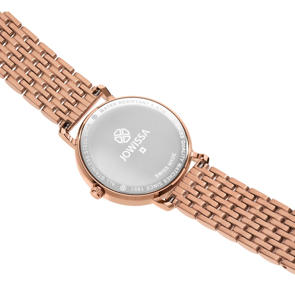 ROMA, Roman Numerals Rose Gold Plated Swiss Quartz Watch, 15mm Band - White Dial | MSRP: $289.90