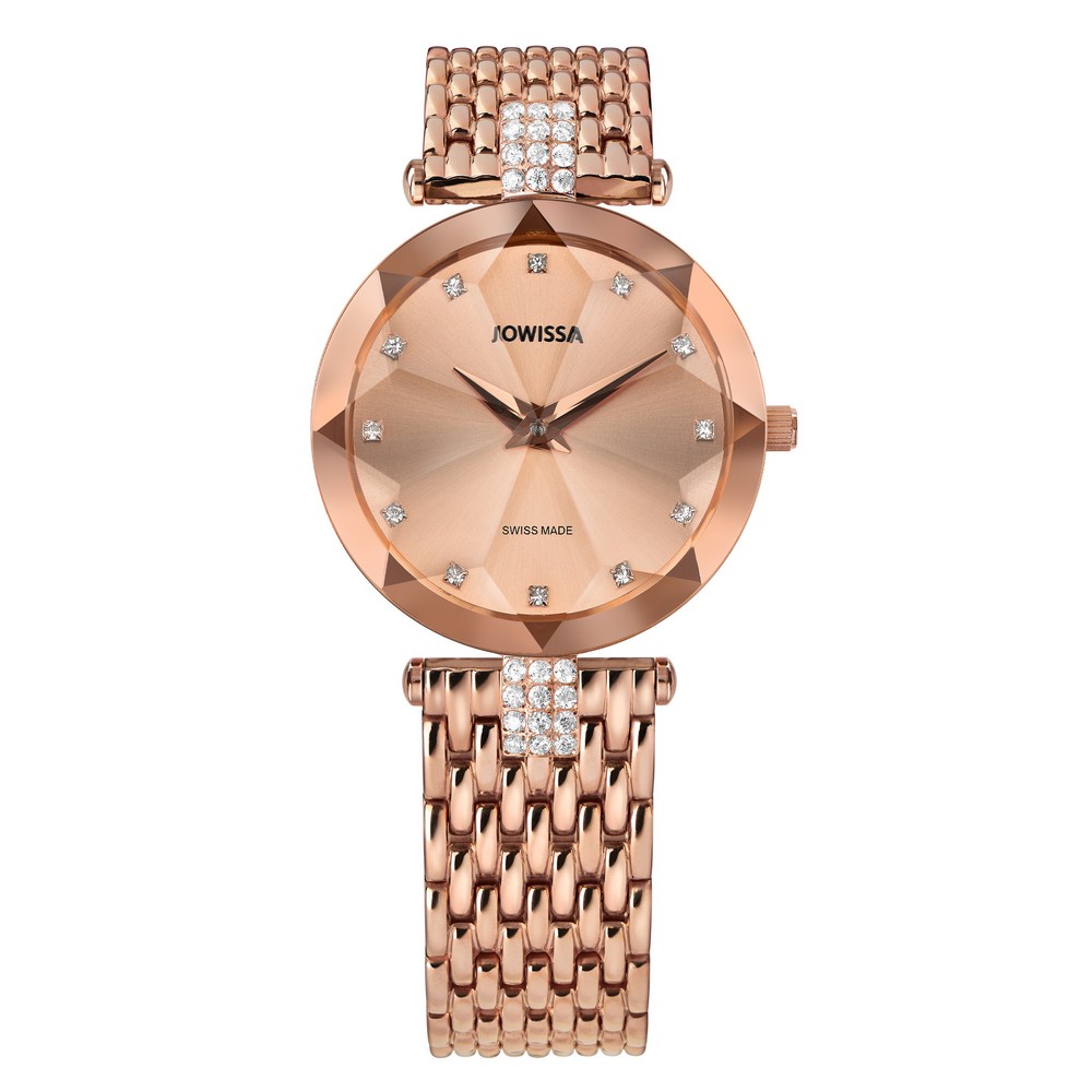 FACET STRASS, Brilliant-Cut, Rose Gold Plated Swiss Quartz Watch, 15m Band, Rose Dial | MSRP: $369.9