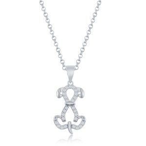 Sterling Silver CZ Sitting Dog Pendant
