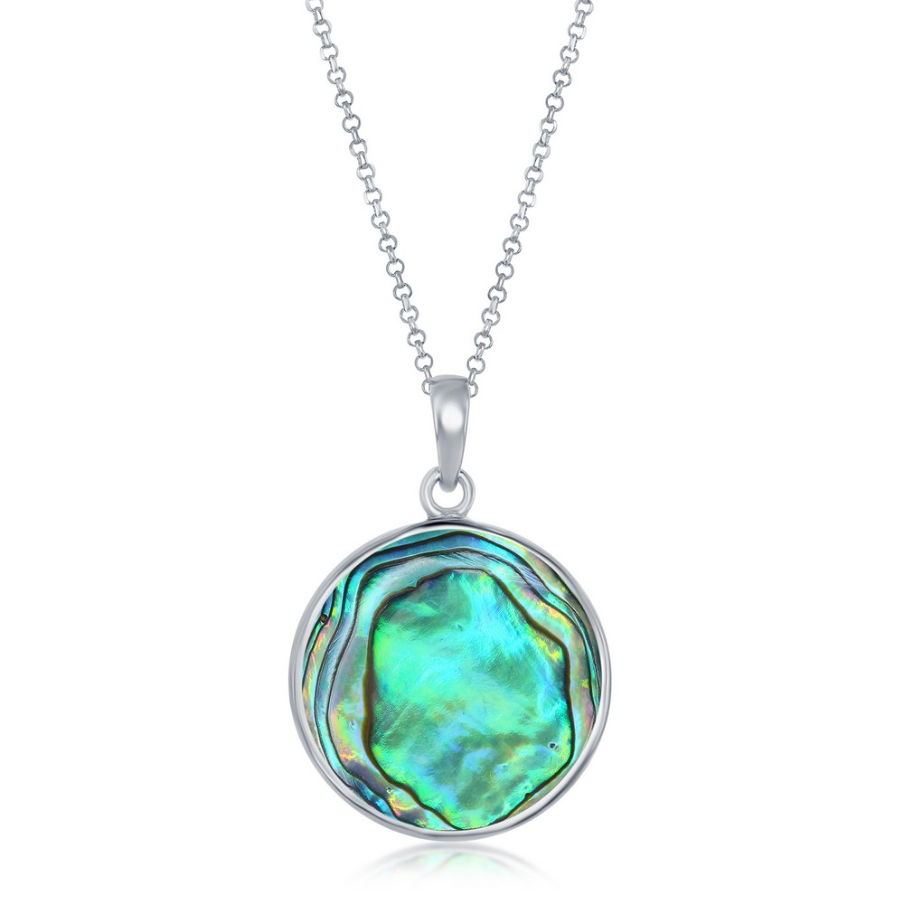 Sterling Silver, Compass Pendant w/Chain - Abalone