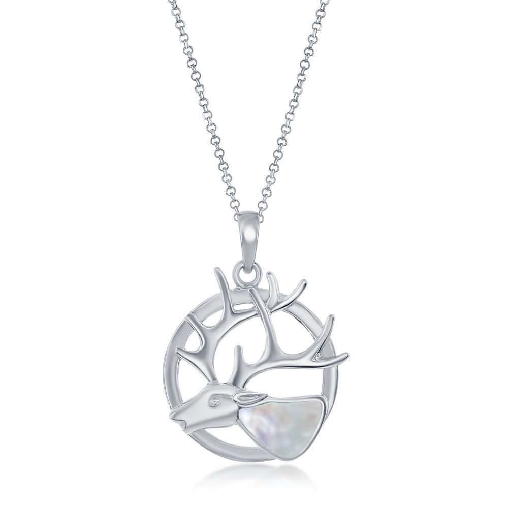 Sterling Silver Mother of Pearl Deer Pendant w/Chain