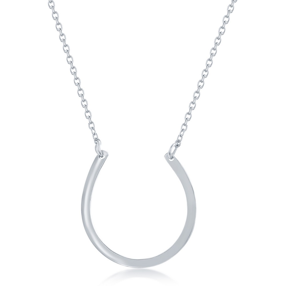 Sterling Silver Rounded Horseshoe Necklace