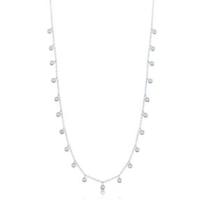 Sterling Silver Dangling Bezel-Set CZ Necklace
