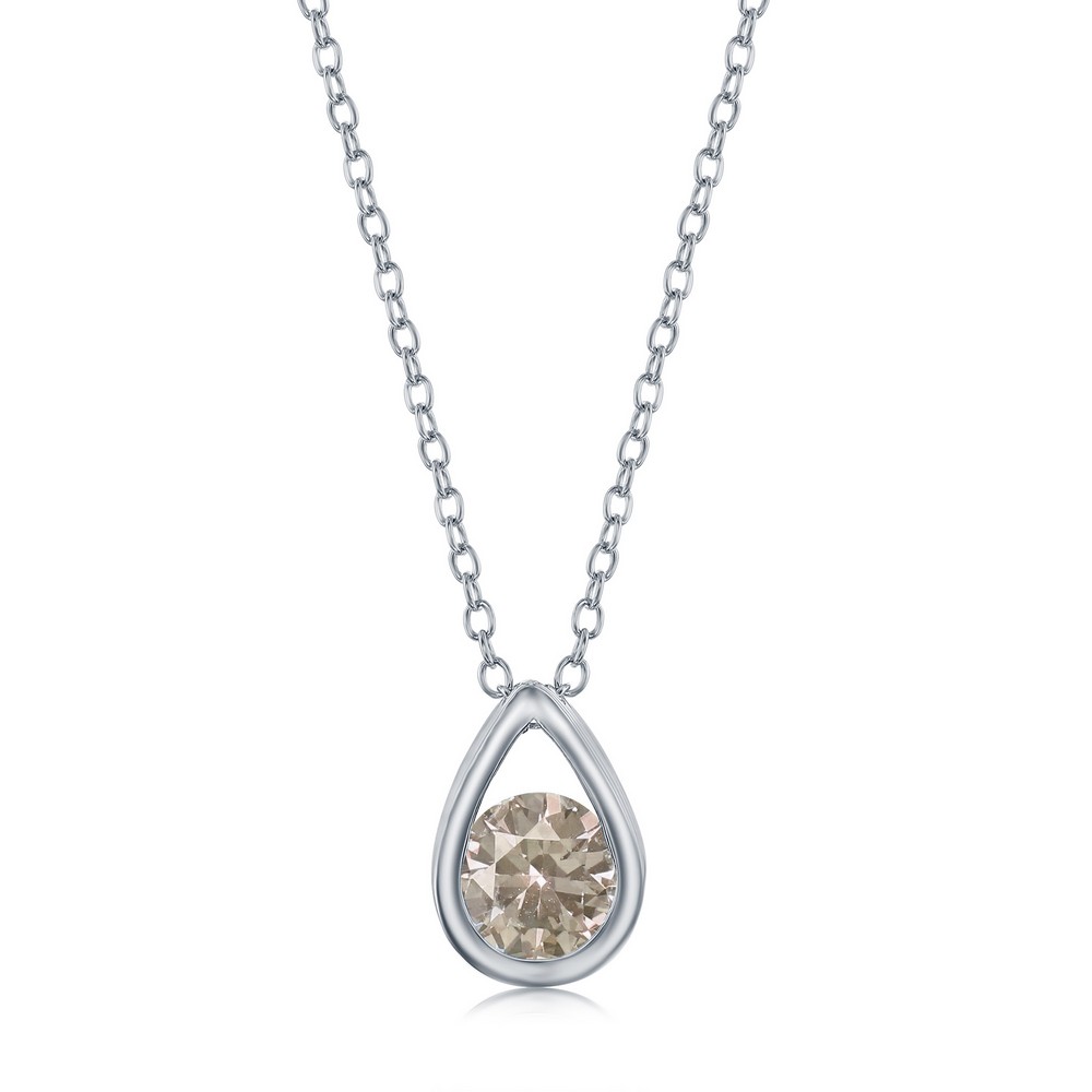 Sterling Silver 'June Birthstone' Pear-shaped Necklace - Created Alexandrite