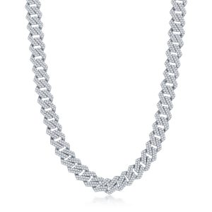 Sterling Silver, 9mm Micro Pave Monaco Chain