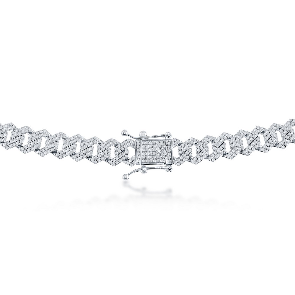 Sterling Silver, 9mm Micro Pave Monaco Bracelet
