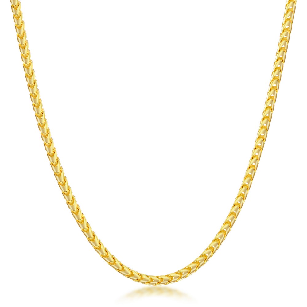 Sterling Silver, 2.3mm Franco Chain - Gold Plated