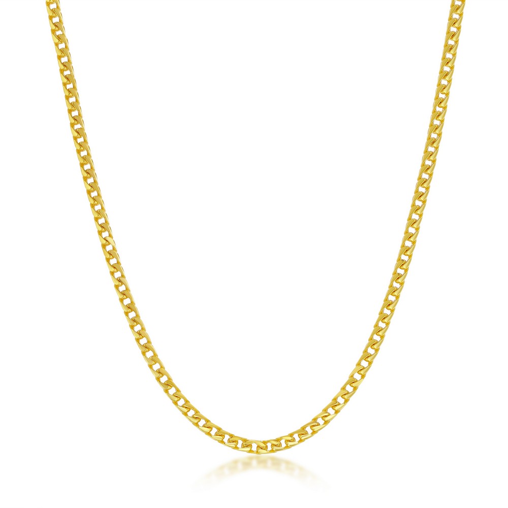 Sterling Silver, 2.3mm Franco Chain - Gold Plated