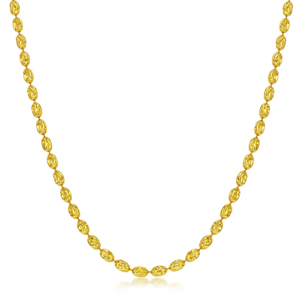 Sterling Silver 3mm Oval Moon-Cut Chain - Gold Plated