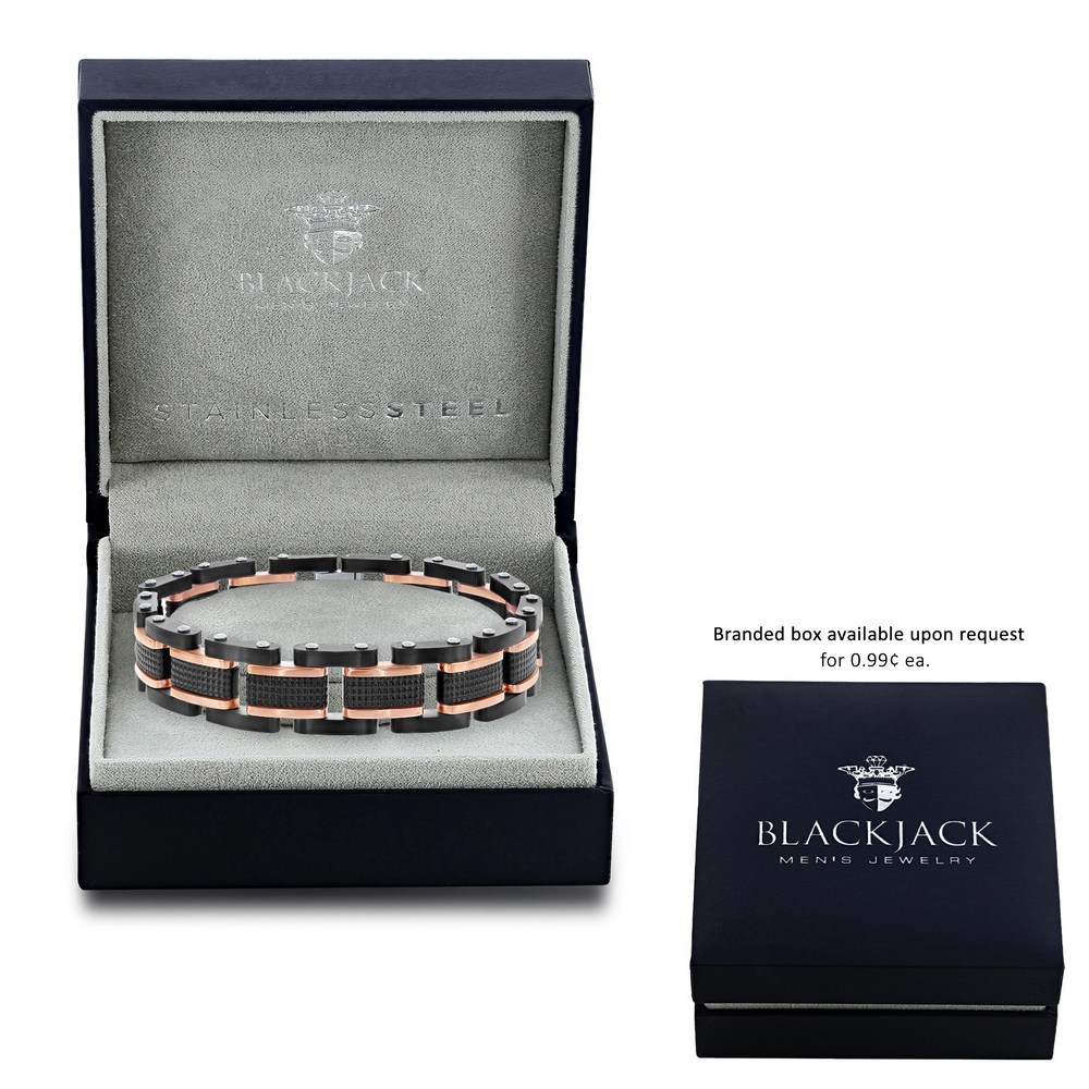 Stainless Steel Textured Link Bracelet - Black & Chocolate
