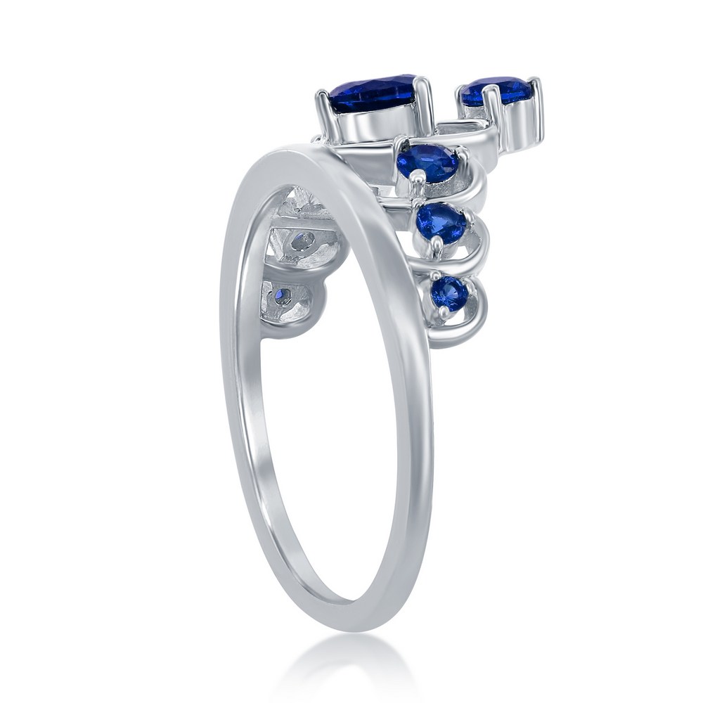 Sterling Silver Crown Ring - Blue Spinel CZ