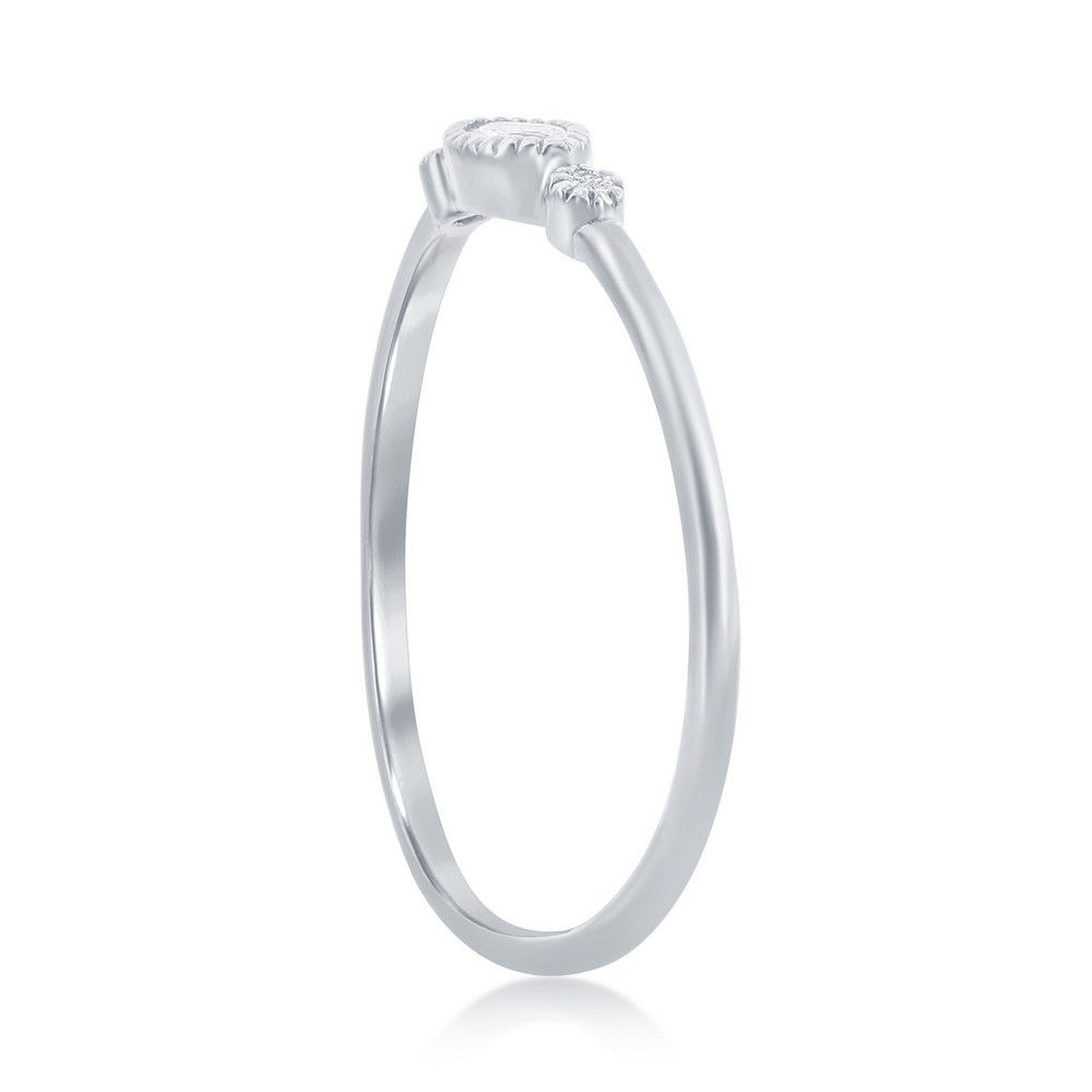 Sterling Silver, Marquise & Bezel-Set CZ Ring