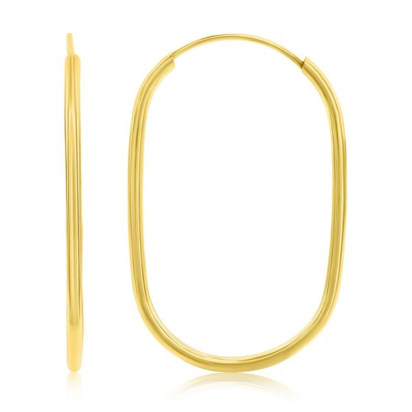 14K Yellow Gold, 33x20mm Oval Hoop Earrings