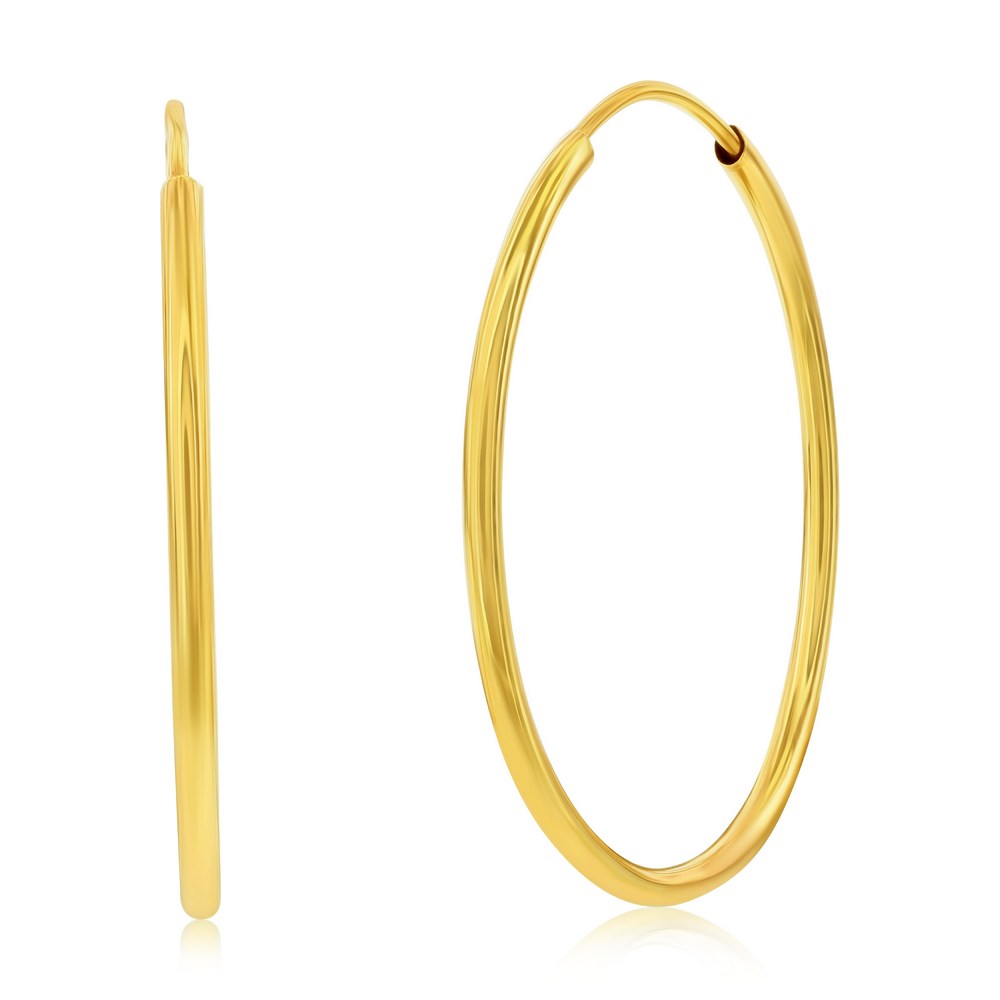 14K Yellow Gold, 30x25mm Oval Hoop Earrings