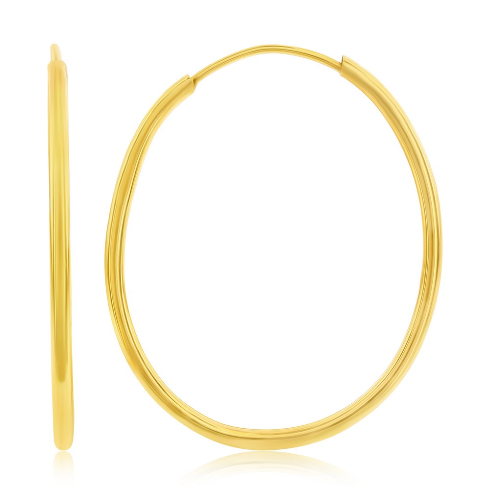 14K Yellow Gold, 30x25mm Oval Hoop Earrings
