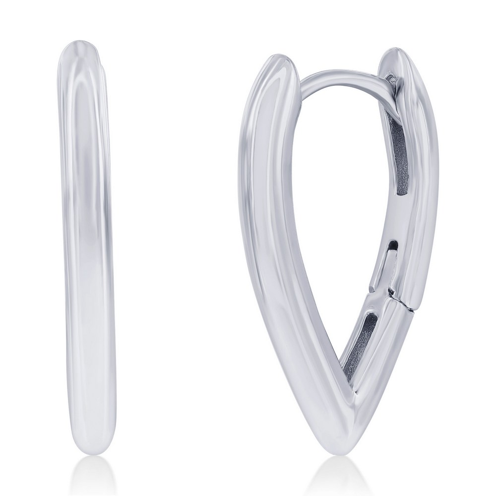 Sterling Silver, 'V' Shaped 19mm Hoop Earrings