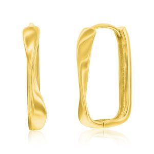Sterling Silver, Twist U-Shaped Hoop Earrings