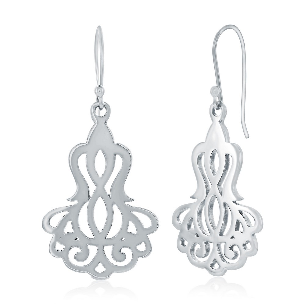 Sterling Silver, Bell Shaped Filigree Design Dangle Earrings