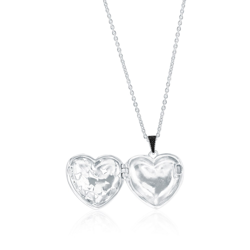 Sterling Silver, Marcasite Heart Locket Necklace