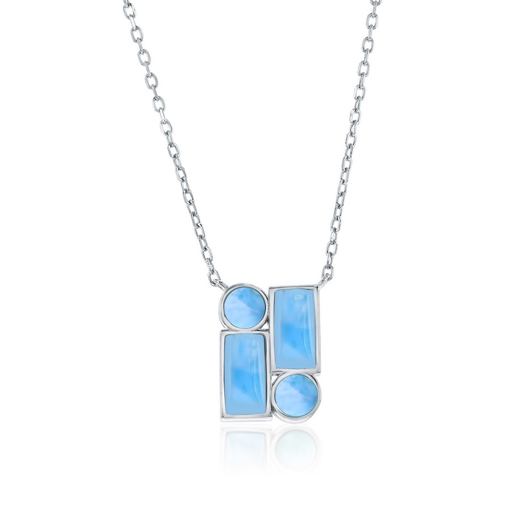 Sterling Silver, Multi-Shaped Larimar Necklace
