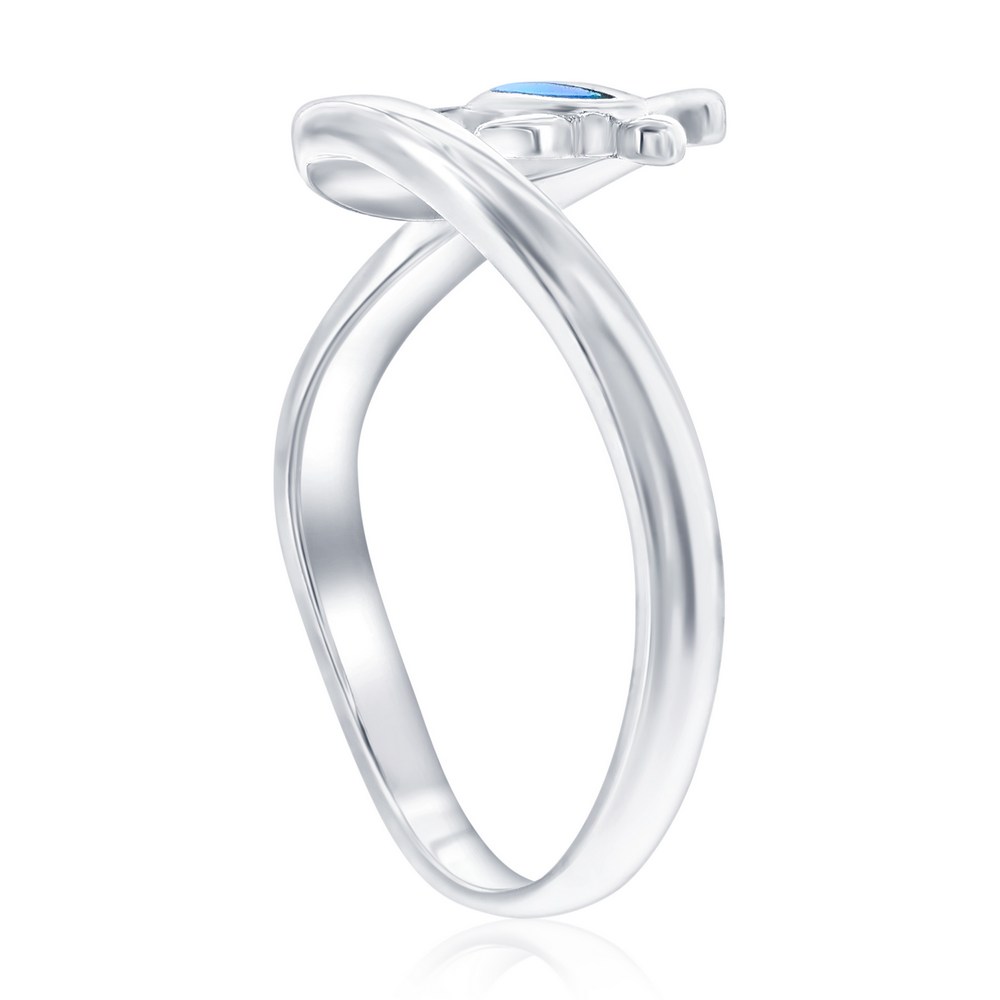 Sterling Silver, Wave and Blue Opal Turtle Ring