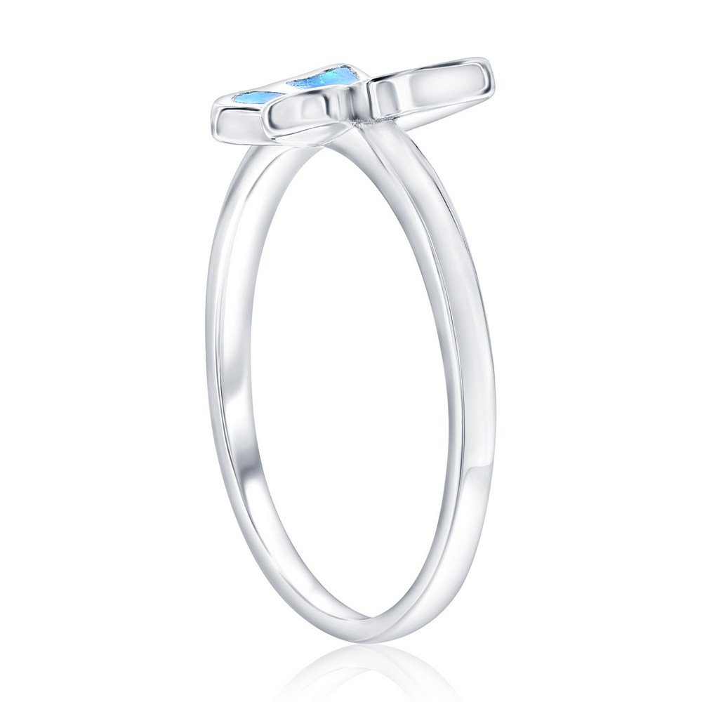 Sterling Silver, Blue Opal Butterfly Ring