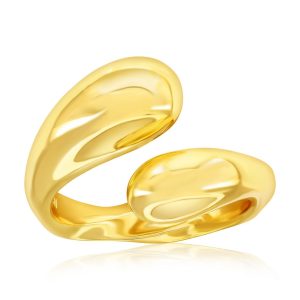 Sterling Silver, High-Polished Puffed Bypass Ring - Gold Plated