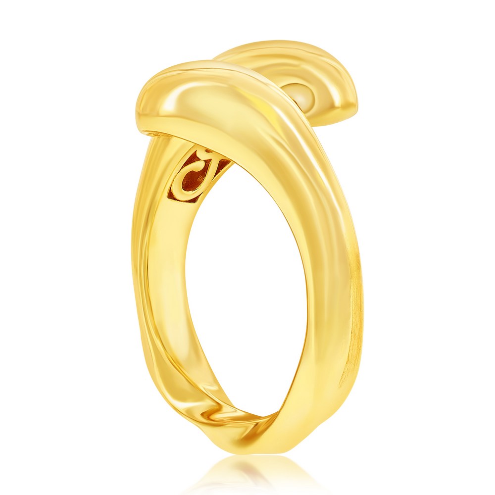 Sterling Silver, High-Polished Puffed Bypass Ring - Gold Plated