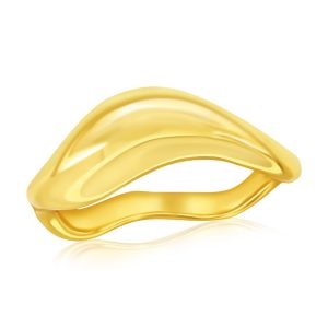 Sterling Silver, High-Polished Puffed Wavy Ring - Gold Plated