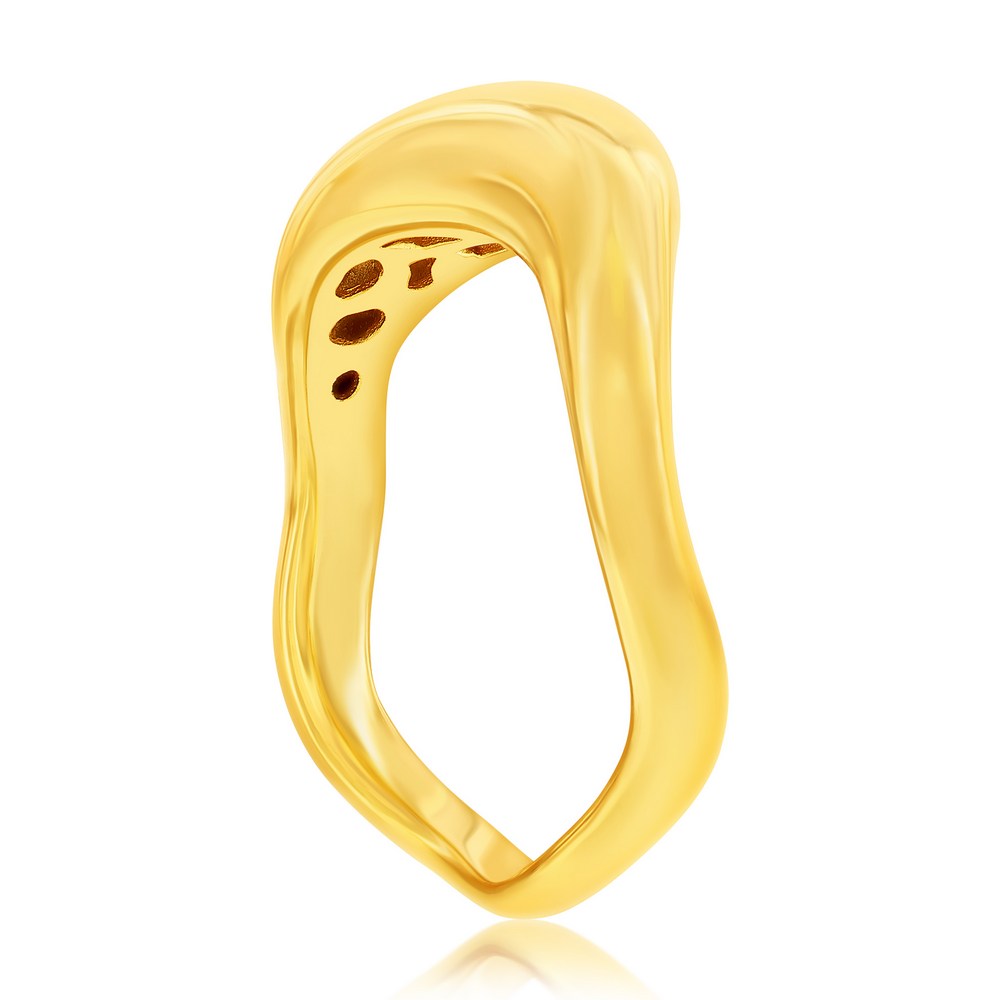 Sterling Silver, High-Polished Puffed Wavy Ring - Gold Plated
