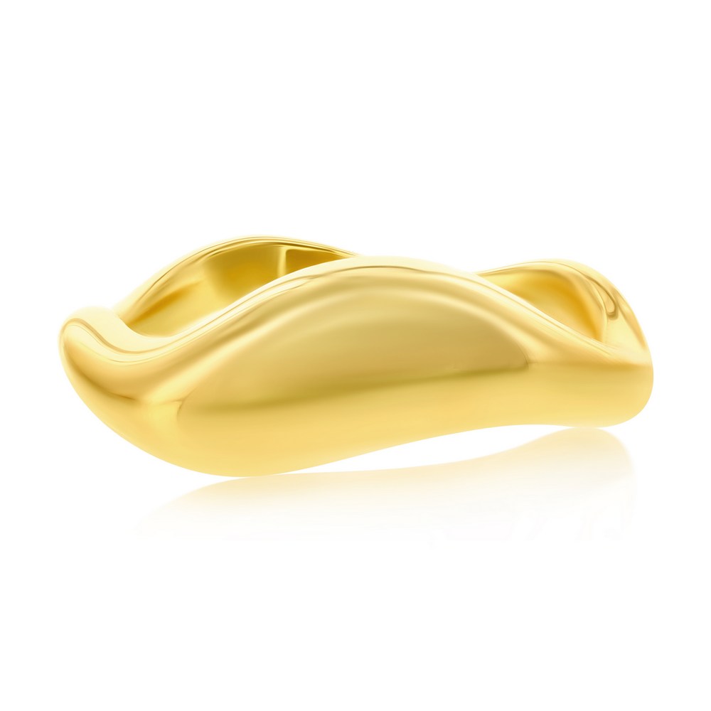 Sterling Silver, High-Polished Puffed Wavy Ring - Gold Plated